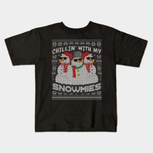 Chillin with my Snowmies Christmas Pajama Kids T-Shirt